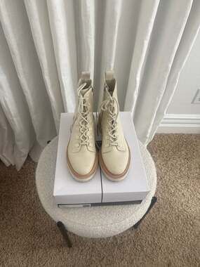 Dolce Vita Whitny Lace-Up Combat Boots in Sandstone Canvas